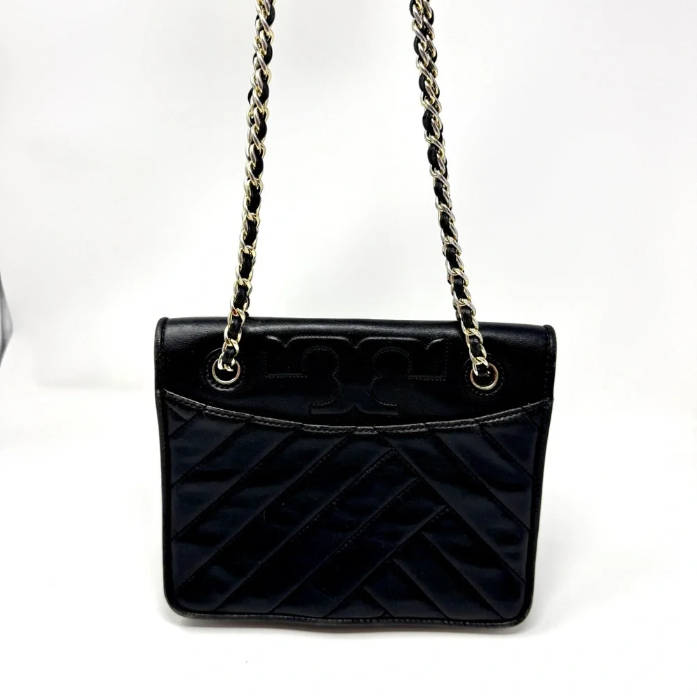 Tory Burch Alexa Medium Convertible Shoulder Bag - Black Quilted Leather